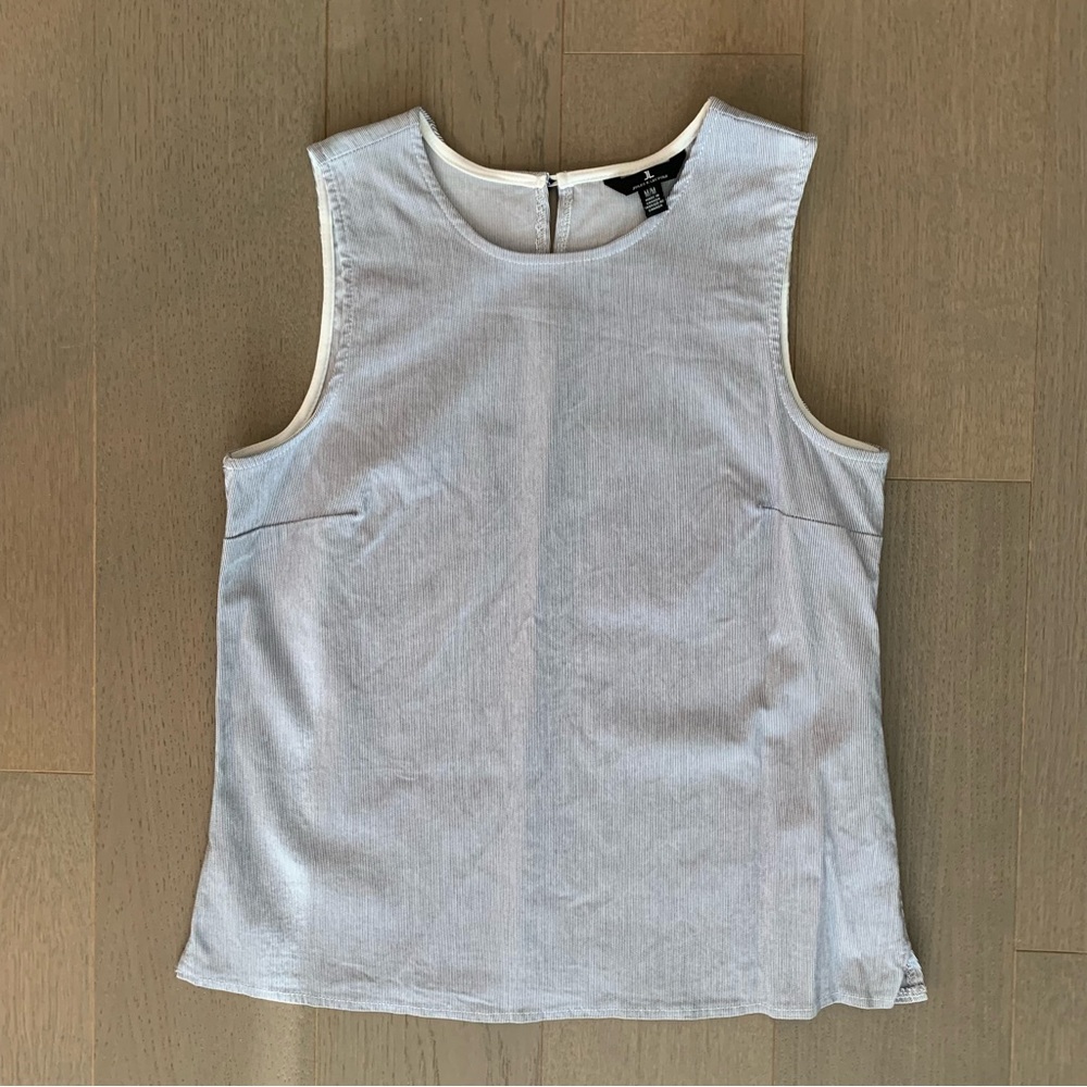 Jules & Leopold White & Blue Stripe Sleeveless Blouse